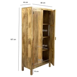 Schrank Mango Massivholz 187cm Massivholzschrank Kleiderschrank Mehrzweckschrank