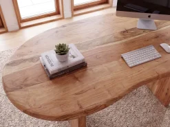 Schreibtisch 180 cm Massivholz Bürotisch Computertisch Nierenform Homeoffice
