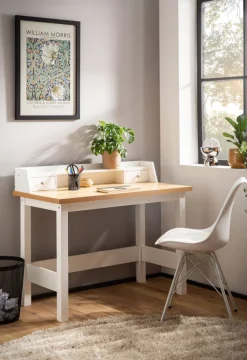 Schreibtisch FineBuy Bürotisch 106 cm Weiß Schublade Platzsparend Computertisch