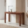 Schreibtisch FineBuy Bürotisch 118 cm Sheesham Massivholz Laptoptisch Schublade