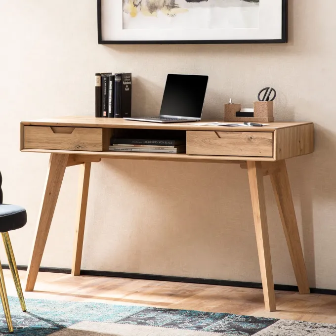 Schreibtisch FineBuy Bürotisch Eiche 120 cm Computertisch Tisch mit Schubladen