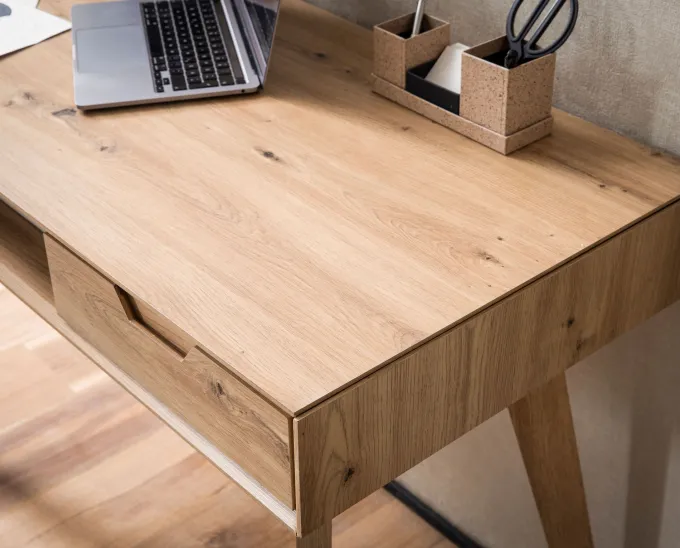 Schreibtisch FineBuy Bürotisch Eiche 120 cm Computertisch Tisch mit Schubladen