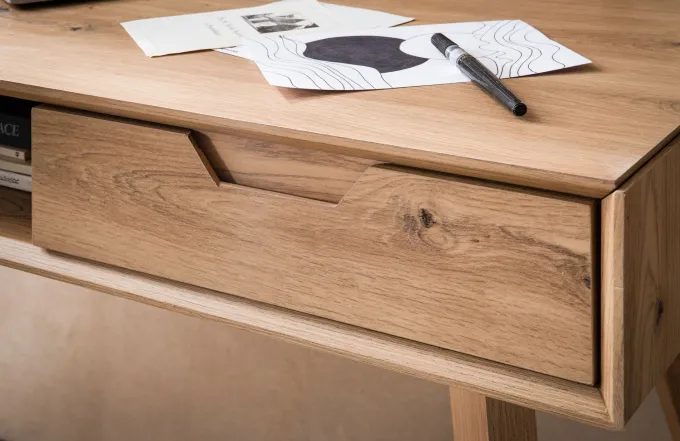 Schreibtisch FineBuy Bürotisch Eiche 120 cm Computertisch Tisch mit Schubladen