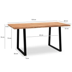 Schreibtisch FineBuy Bürotisch 120 cm Akazie Massivholz Computertisch Baumkante