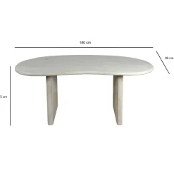 Schreibtisch FineBuy Bürotisch 180 cm Massivholz Computertisch Nierenform