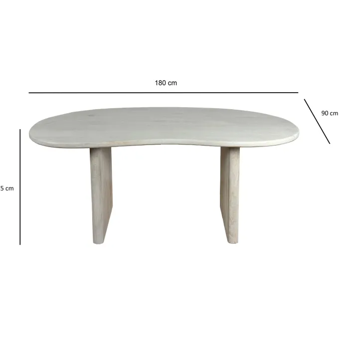 Schreibtisch FineBuy Bürotisch 180 cm Massivholz Computertisch Nierenform