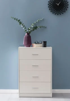 Schubladenkommode 60cm mit 4 Schubladen Kommode in Weiß Sideboard modernes Design