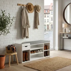 Schuhbank 100cm Sitzbank Flurbank Schuhregal Flurmöbel mit Schublade Modern