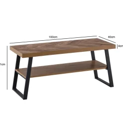 Schuhbank FineBuy 100 cm Garderobenbank Eiche Fischgrät Dekor Flur Schuhregal