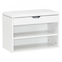 Schuhregal mit Klappdeckel und gepolstertem Sitz 60x30x40 cm Schuhbank Flurbank Garderobenbank