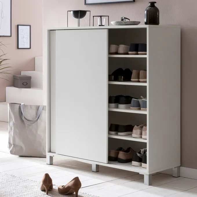 Schuhschrank 100cm für 20 Paar Schuhe Schuhregal mit Schiebetüren Schuhkommode
