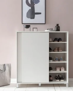 Schuhschrank 100cm für 20 Paar Schuhe Schuhregal mit Schiebetüren Schuhkommode