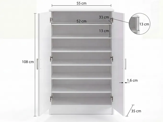 Schuhschrank FineBuy Flurschrank Flurmöbel Holz Weiß Schuhkommode Schuhregal