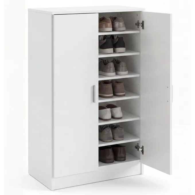 Schuhschrank FineBuy Flurschrank Flurmöbel Holz Weiß Schuhkommode Schuhregal