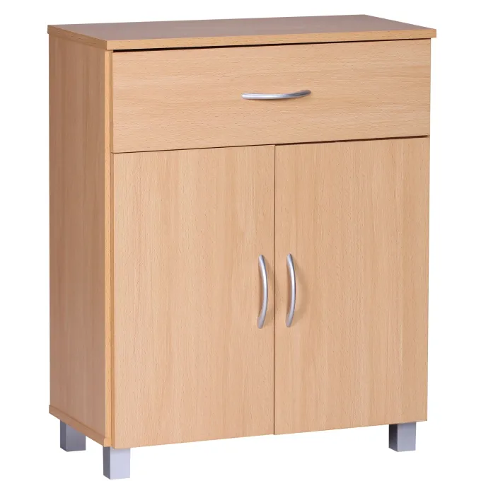Schuhschrank FineBuy Schuhkommode Buche Optik 60 cm mit Schublade und 2 Türen