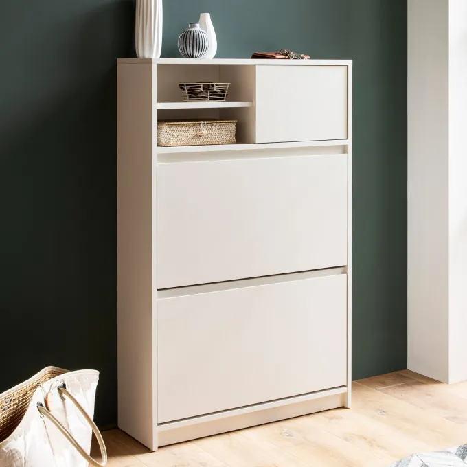 Schuhschrank FineBuy Schuhkipper Garderobe Weiß Modern Schuhkommode Flurschrank