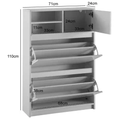 Schuhschrank FineBuy Schuhkipper Garderobe Weiß Modern Schuhkommode Flurschrank
