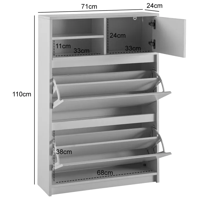 Schuhschrank FineBuy Schuhkipper Garderobe Weiß Modern Schuhkommode Flurschrank