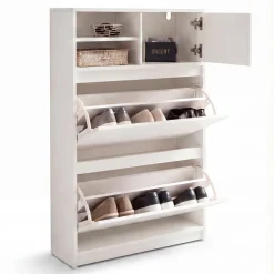 Schuhschrank FineBuy Schuhkipper Garderobe Weiß Modern Schuhkommode Flurschrank