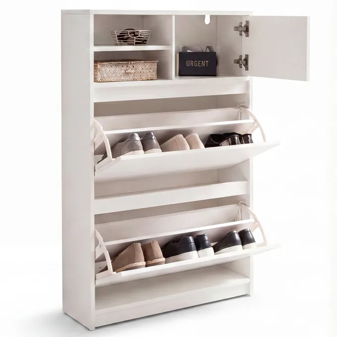 Schuhschrank FineBuy Schuhkipper Garderobe Weiß Modern Schuhkommode Flurschrank