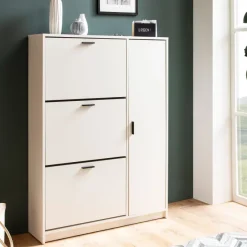 Schuhschrank FineBuy Schuhkipper Garderobe Weiß Schuhkommode Flurschrank Modern