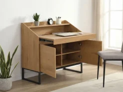 Sekretär MDF 100cm Eiche Dekor Kompakt Schreibtisch mit Stauraum Home Office