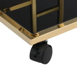 Servierwagen FineBuy Barwagen Gold Glas Metall 67,5 cm Rollwagen Flaschenhalter