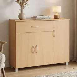 Sideboard 90 cm mit 3 Türen 1 Schublade moderne Kommode 30 cm Tief ideal für Nischen