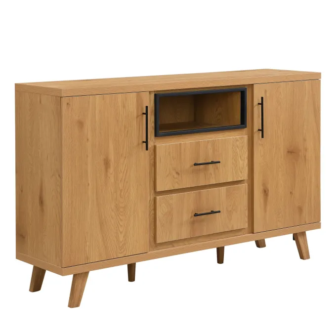 Sideboard Eiche Dekor 150cm Kommode Anrichte Standschrank mit Türen Schubladen