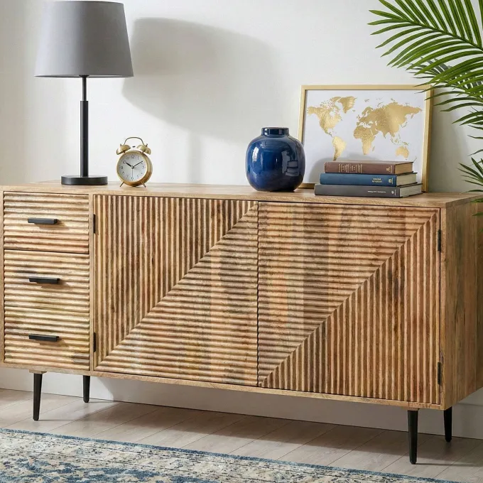 Sideboard Massivholz 160cm Kommode Anrichte Standschrank mit Türen Schubladen