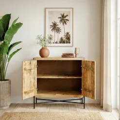 Sideboard Massivholz 91x96cm Kommode Anrichte Standschrank Flurschrank mit Türen