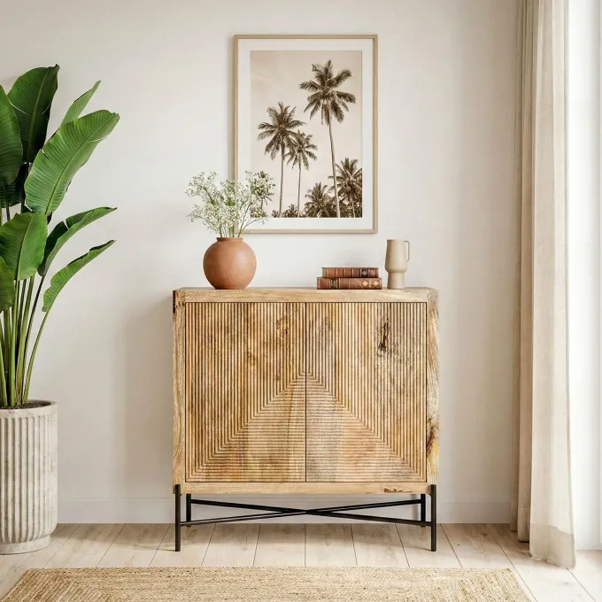 Sideboard Massivholz 91x96cm Kommode Anrichte Standschrank Flurschrank mit Türen