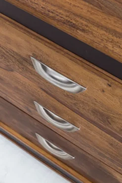 Sideboard Sheesham Massivholz 160x44x80 cm Kommode Schubladen & Türen Kunstleder