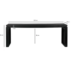 Sitzbank FineBuy Garderobenbank Akazie Massivholz 120 cm Schwarz Flurbank Klein