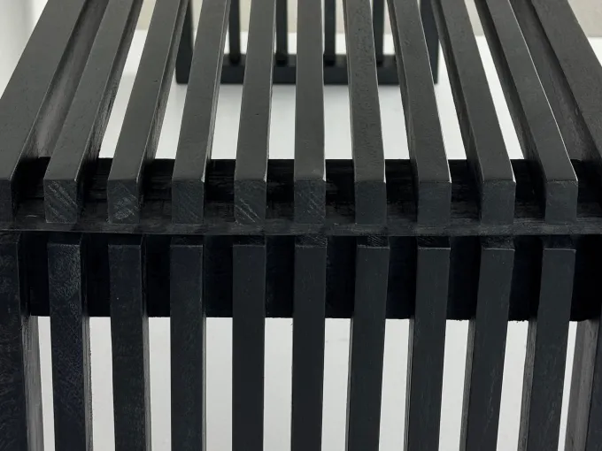 Sitzbank FineBuy Garderobenbank Akazie Massivholz 120 cm Schwarz Flurbank Klein