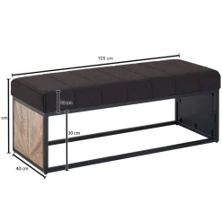 Sitzbank FineBuy Polsterbank Schwarz 105 cm Bettbank Schlafzimmer Flurbank Stoff