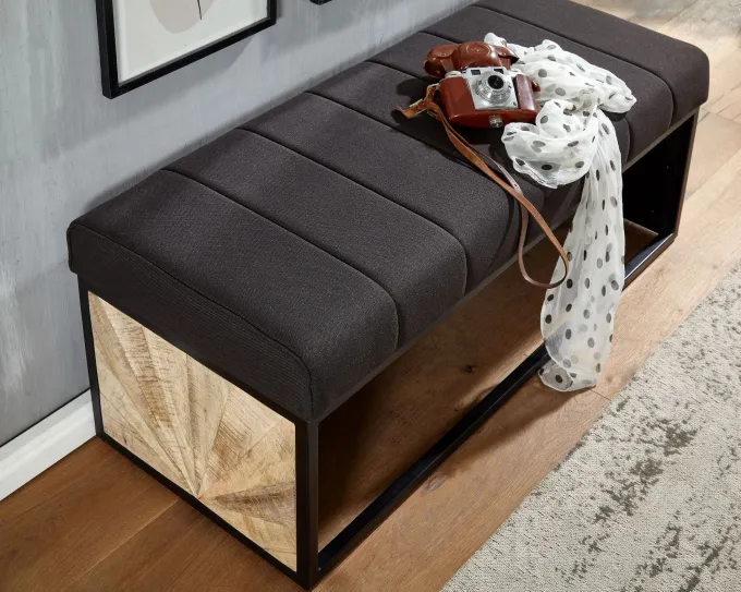 Sitzbank FineBuy Polsterbank Schwarz 105 cm Bettbank Schlafzimmer Flurbank Stoff
