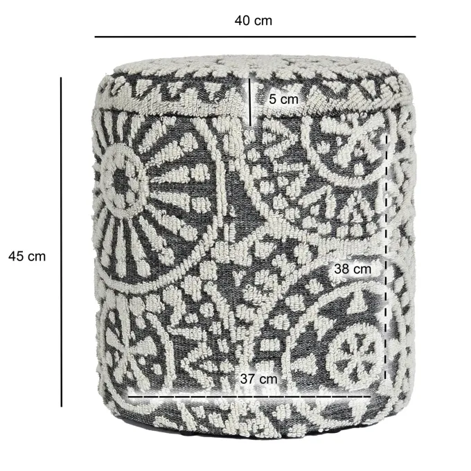 Sitzhocker FineBuy Aufbewahrungshocker Wolle rund 40 cm Stauraum Boho Design