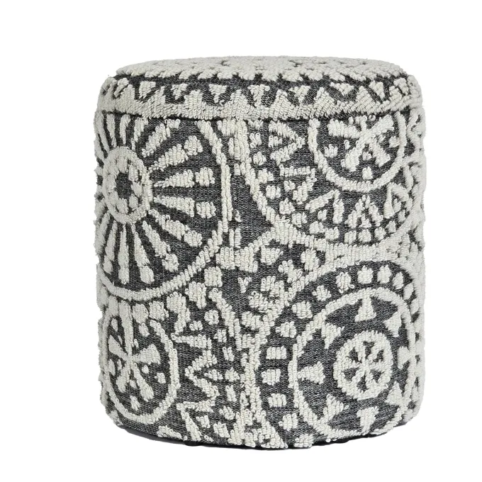 Sitzhocker FineBuy Aufbewahrungshocker Wolle rund 40 cm Stauraum Boho Design