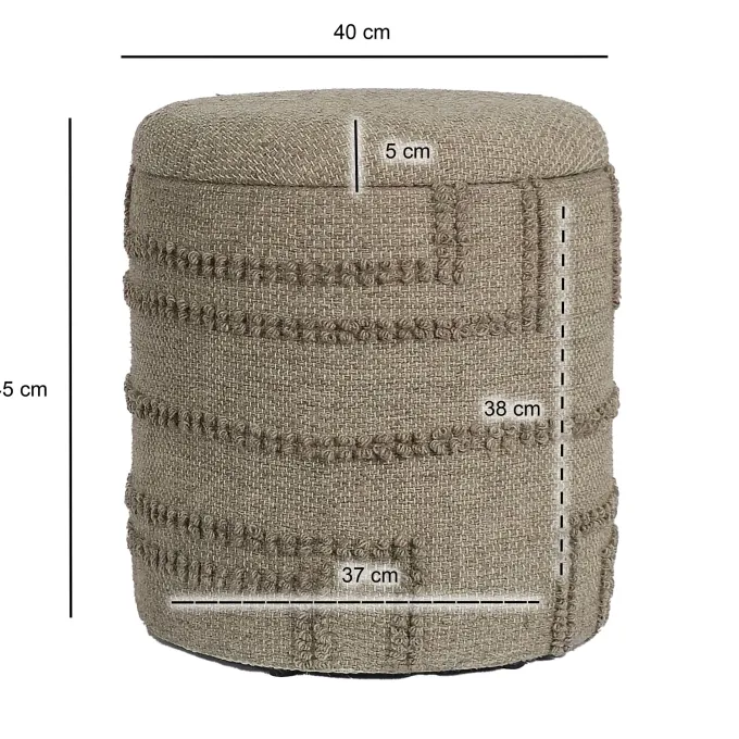 Sitzhocker FineBuy Hocker Wolle rund 40 cm mit Stauraum abnehmbarer Deckel Boho
