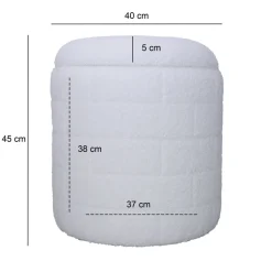 Sitzhocker FineBuy Stoffhocker mit Stauraum 40 cm Weiß rund abnehmbarer Deckel