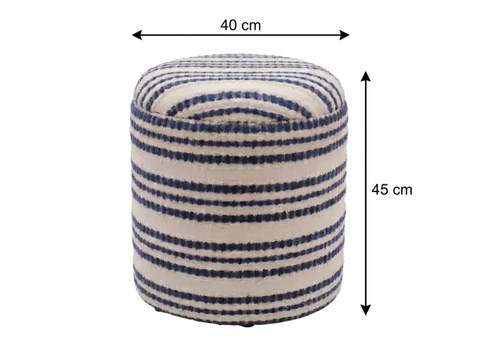 Sitzhocker Stauraum Baumwolle 40cm Beige Stoffhocker Rund Polsterhocker Stoff