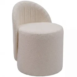 Sitzhocker Teddy Stoff 40cm Creme Stoffhocker Rund Polsterhocker Rückenlehne