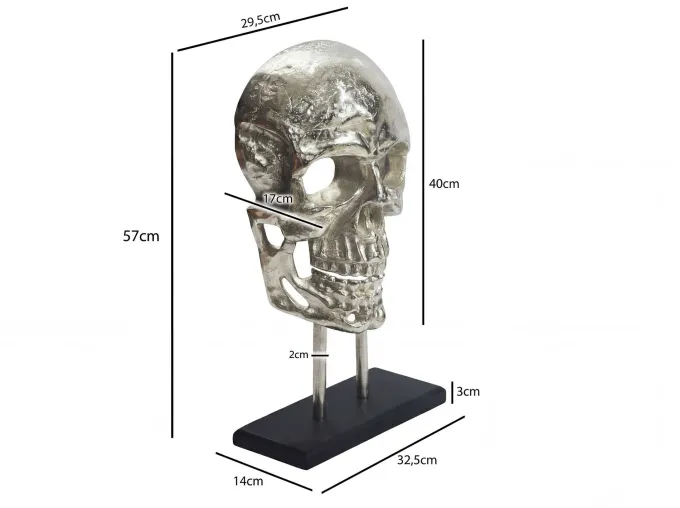 Standdeko Totenkopf 57 cm Aluminium Groß Schädel Deko Dekoration Skull Gestell