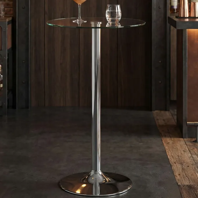 Stehtisch FineBuy Bartisch Bistrotisch Imbisstisch Metall Chrom Glas Rund 60 cm