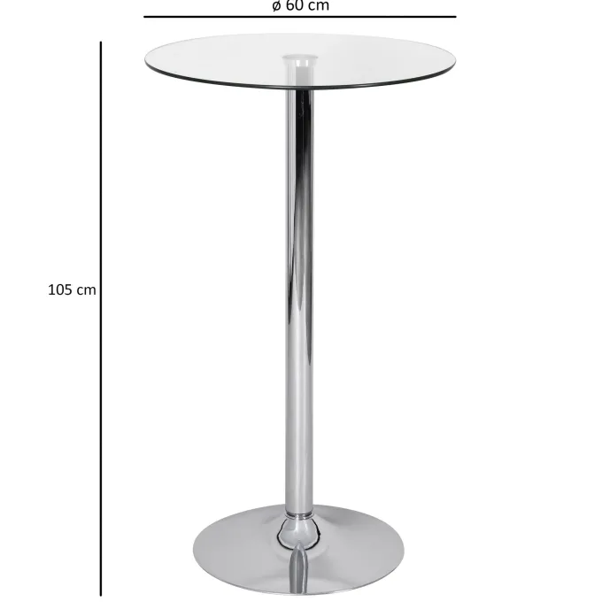 Stehtisch FineBuy Bartisch Bistrotisch Imbisstisch Metall Chrom Glas Rund 60 cm