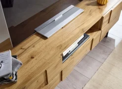 TV-Board Kommode 160cm MDF Eiche Dekor Design Lowboard mit 2 Türen & Schublade Fernsehschrank