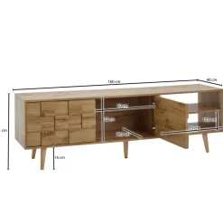 TV-Board Kommode 160cm MDF Eiche Dekor Design Front Lowboard mit 2 Türen Fernsehschrank