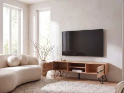 TV Board Lowboard Fernsehschrank Akazie Massivholz 160cm Fernsehtisch mit Türen