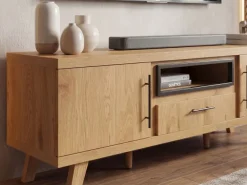 TV Board Lowboard Fernsehschrank Eiche Dekor 150cm TV Schrank Türen Schublade